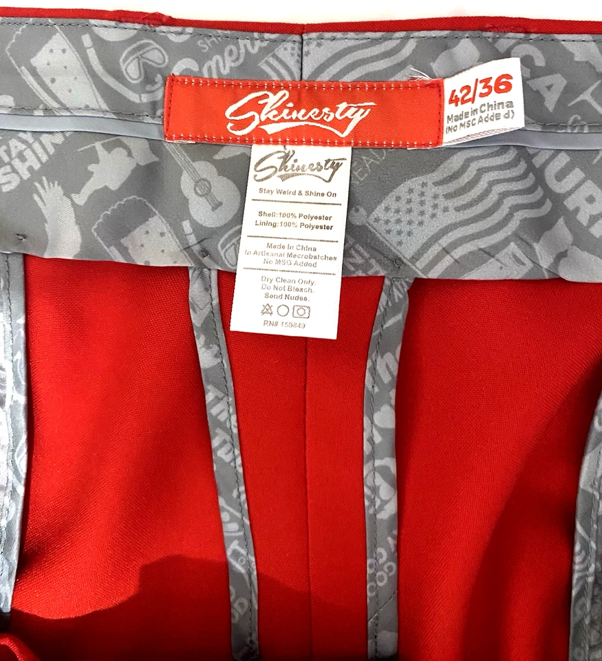 Shinesty 42x36 Red Rockets Pantalones Santa Claus, Payaso, Elvis, Golf Foto 2 de 4
