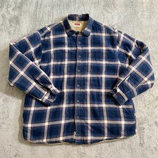 Wrangler Shirt Jacket Mens XL Blue Plaid Sherpa Lined Flannel Shacket Heavy