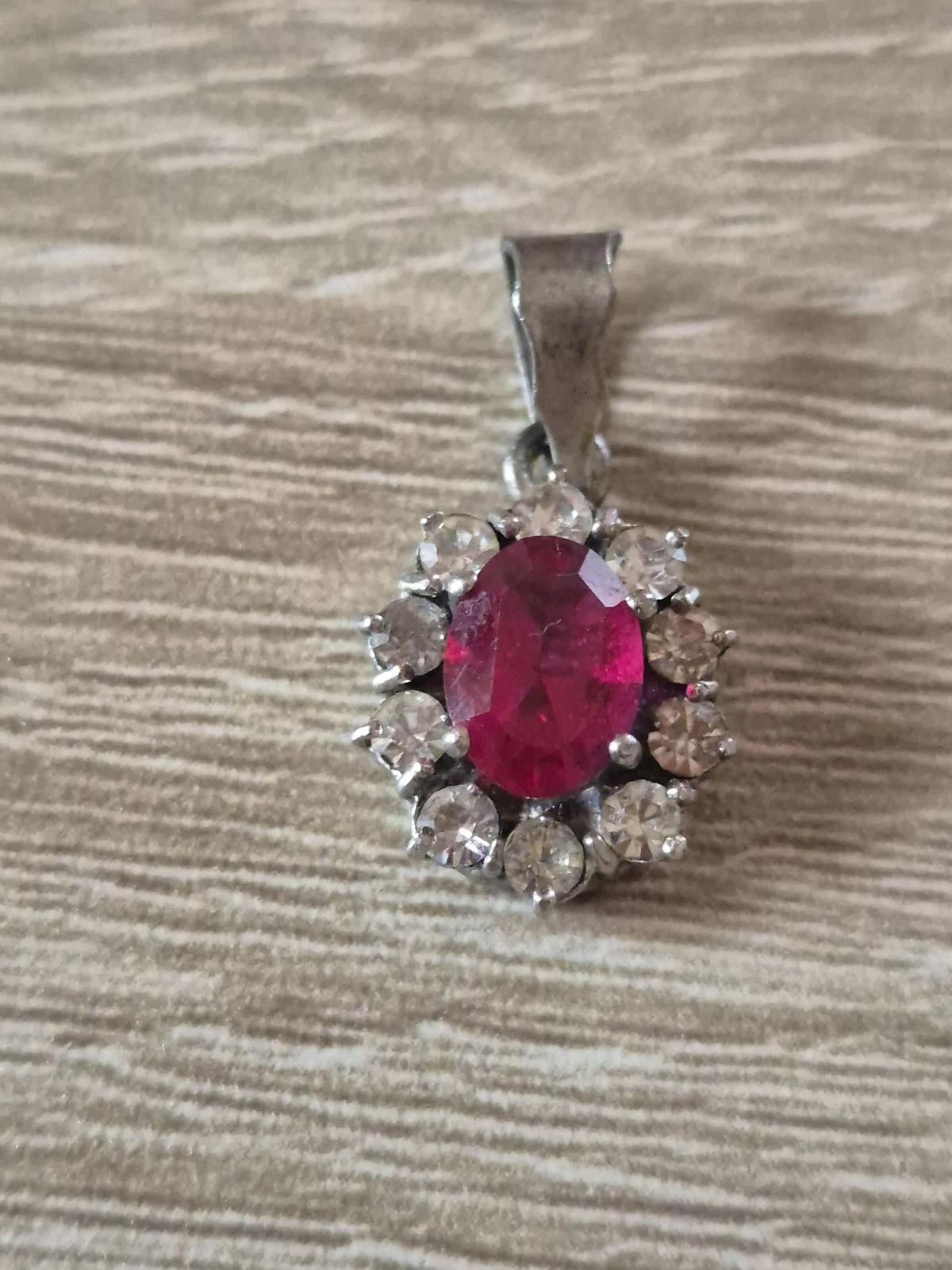 925 Sterling Silver Red CZ Halo Small Pendant
