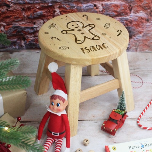 Personalisierter Kinder Weihnachtshocker aus Holz beliebiger Name Weihnachtsgeschenk für Kinder Baby - Bild 11 von 12