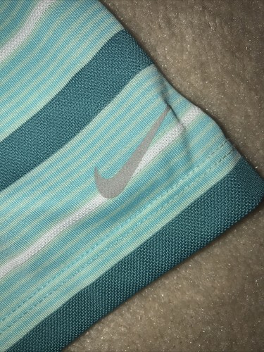 Nike Golf Tour Performance Mens Polo Shirt Blue Striped Dri Fit Stretch Collar S - Picture 10 of 12