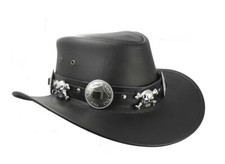 Leather Cowboy Hat Skulls Style Band Western Cowgirl Leather Hat Conchos Style