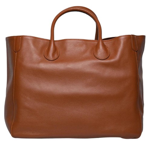 Large Classic Genuine Leather Tote Bag, Minimalist Leather Designer Bag, Lady Fa - Picture 2 of 3