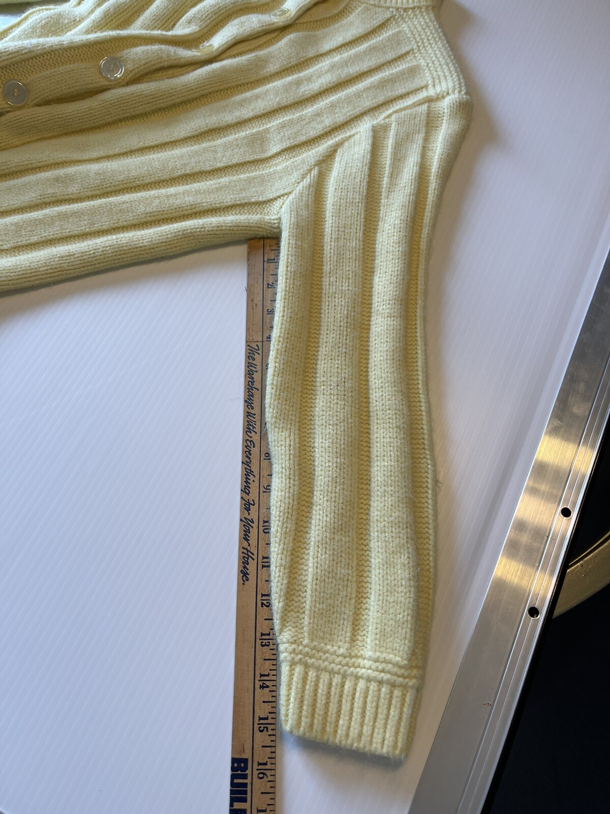 Vintage Carol Brent For Montgomery Wards Yellow Cardigan Sweater Size 38 Bust