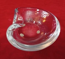  VINTAGE CIGAR ASHTRAY ABSTRACT CLEAR GLASS   MCM MAN CAVE 