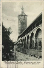 Old postcard postcard Rothenburg - blade gate tower with city wall GERMANY (1075704)