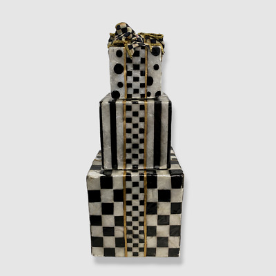 MacKenzie-Childs Christmas Black Courtly Check Capiz Box MacKenzie-Childs Christmas Black Courtly Check Capiz Box
