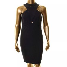Y2k GUESS Los Angeles Black Crisscross Cut Out Party Sheath Bodycon Dress 2