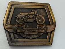 Harley davidson motorcycle collectable brass belt buckle wings logo rare
