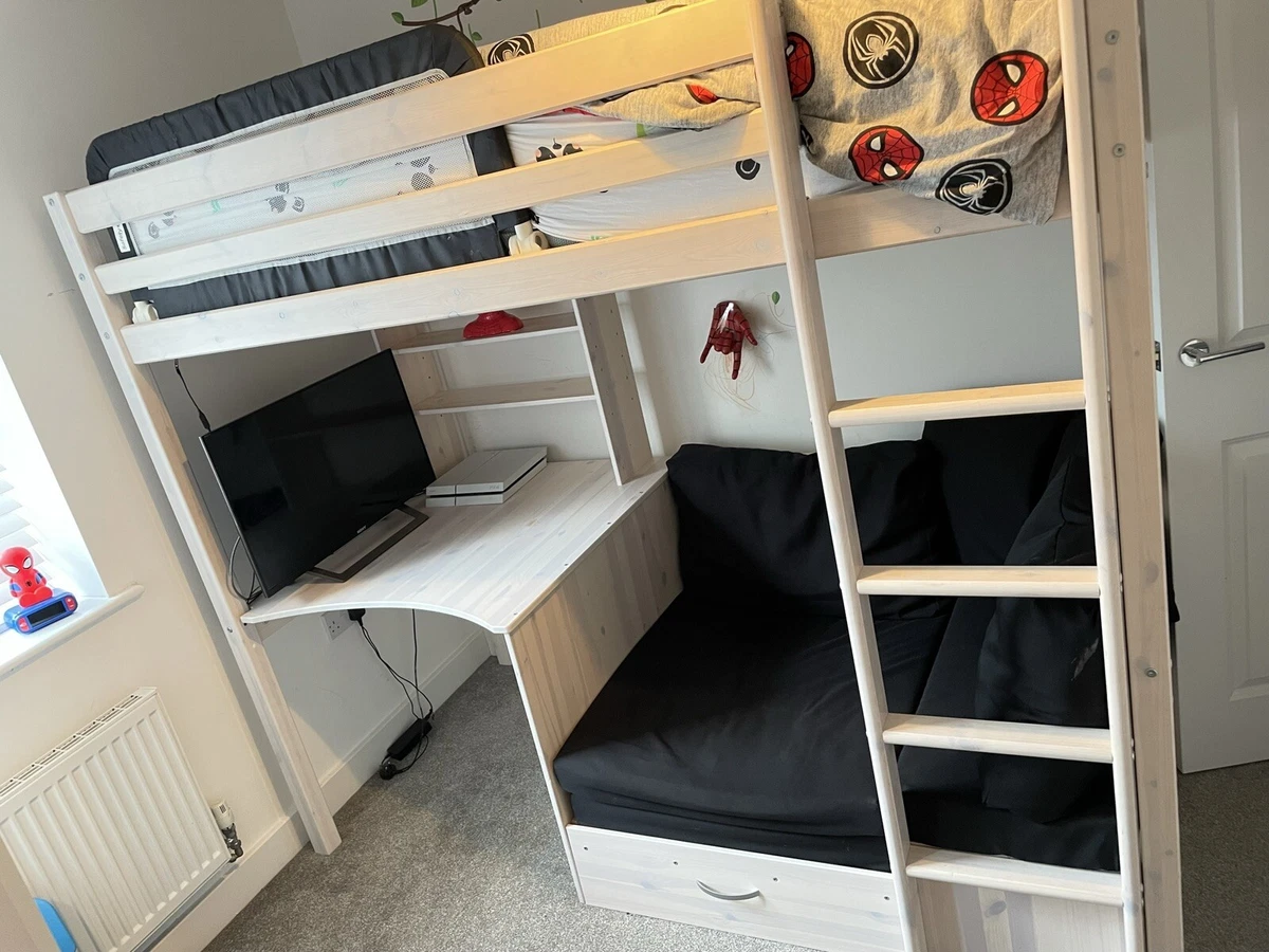 European Single 90 X 200Cm Solid Wood High Sleeper Bunk Bed with Built in Desk
