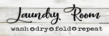 Laundry Room Wash Dry Fold Repeat Chic White Farmhouse Wood Sign B3-06180028153