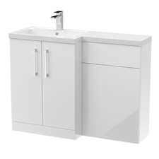 Nuie Arno 1100mm Combination Vanity WC Unit & L-Shape Basin Gloss White Bathroom