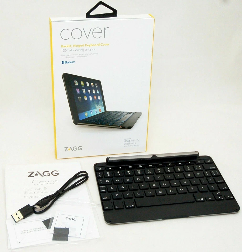 NEW Zagg Cover iPad Mini 1/2/3 Retina Bluetooth Hinged Keyboard Stand Case BLACK - Image 2 of 4