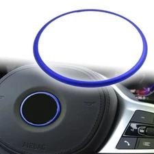 BLUE Aluminum Alloy Steering Wheel Emblem Ring Trim Fits X3 X5
