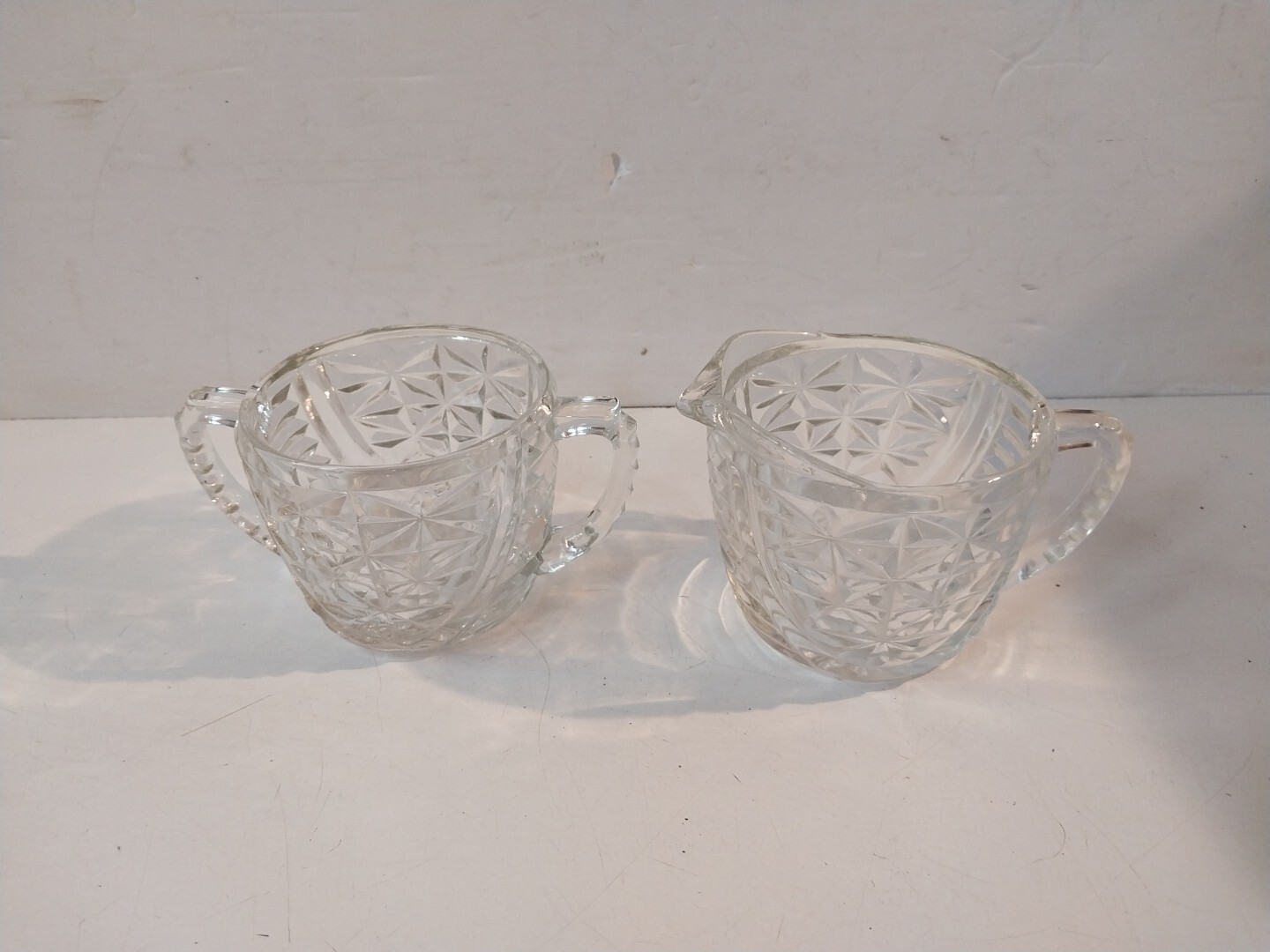 American Glass Cream and Sugar Set 2 1/2” Tall Vintage