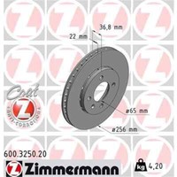 2X Zimmermann Bremsscheibe 600.3250.20