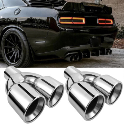 Pair of Car Muffler Tip 2.5'' to 3.5'' Dual Slant Cut For Dodge Challenger SRT SXT