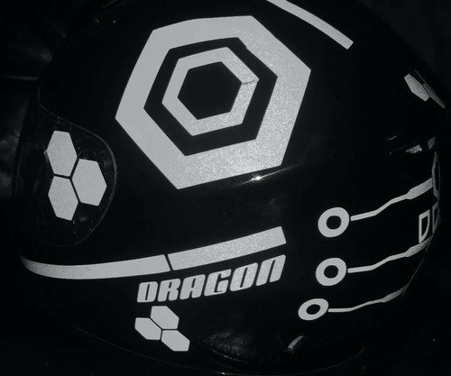 TRON STYLE HELMET STICKERS REFLECTIVE DECALS SEEN MOTORCYCLE HEXAGON CARBON FIB - Picture 9 of 17