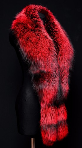 Royal Saga Furs Red Silver Fox Handmade Shoulder Wrap Stole Scarf Boa 77" - Picture 2 of 3