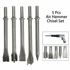 5Pcs 7'' Extra Long Air Hammer Punch Chipping Chisel Bit Set Tool .401" Shank