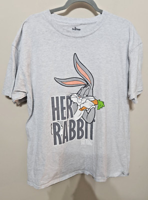 Six Flags Looney Tunes Bugs Bunny Short Sleeve T-Shirt Men's Size XL Gray