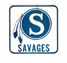 RARE Vintage 1970's era Southeastern Oklahoma Savages 3 1/2" Peel Back Decal