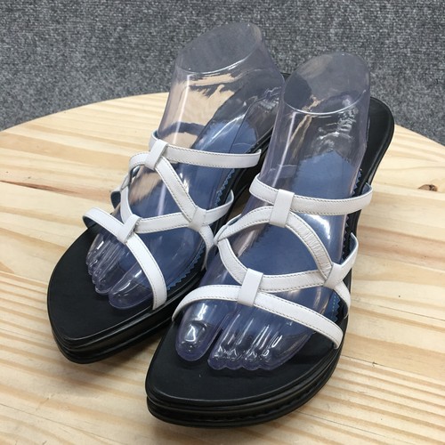 Indigo By Clarks Sandals Womens 12 M Casual Slip On Wedge Slide White Black - Picture 3 of 19