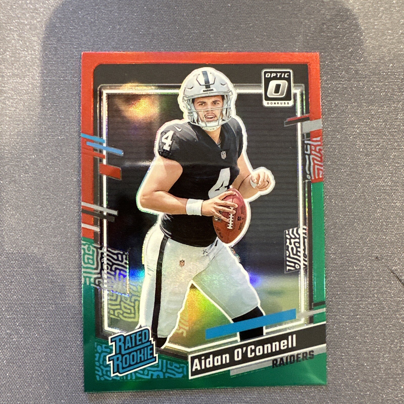 2023 Donruss Aidan O'Connell Rated Rookie Optic Preview Oconnell Red Green Prizm