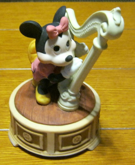 Walt Disney Productions Minnie Mouse Playing Harp Music Box 7" High eBay