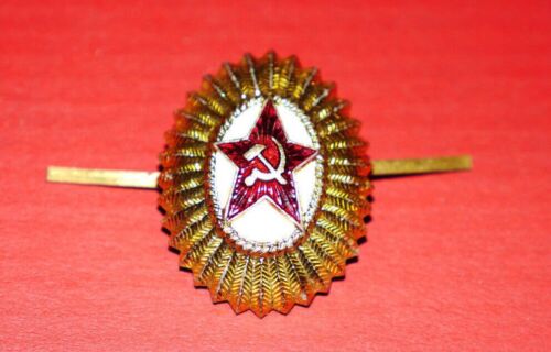 Authentic Soviet Army Hat Cap Badge Cockade Cocarde Red Star Sickle & Hammer - Picture 1 of 2