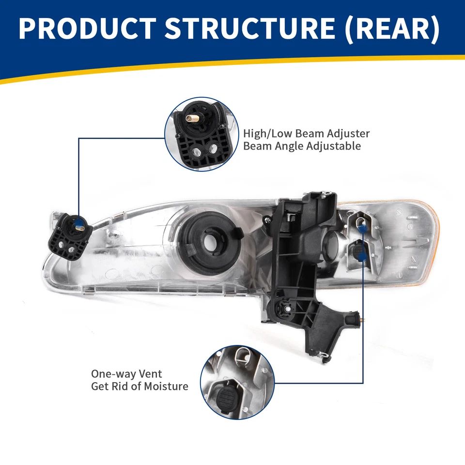 For 1998-2000 Toyota Corolla Combo Set Headlights & Corner Parking Lights Foto 3 de 4