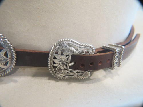 Sterling Silver ALL VOGT 3 Pierced Concho and Vogt Buckle Hat Band - Picture 7 of 19