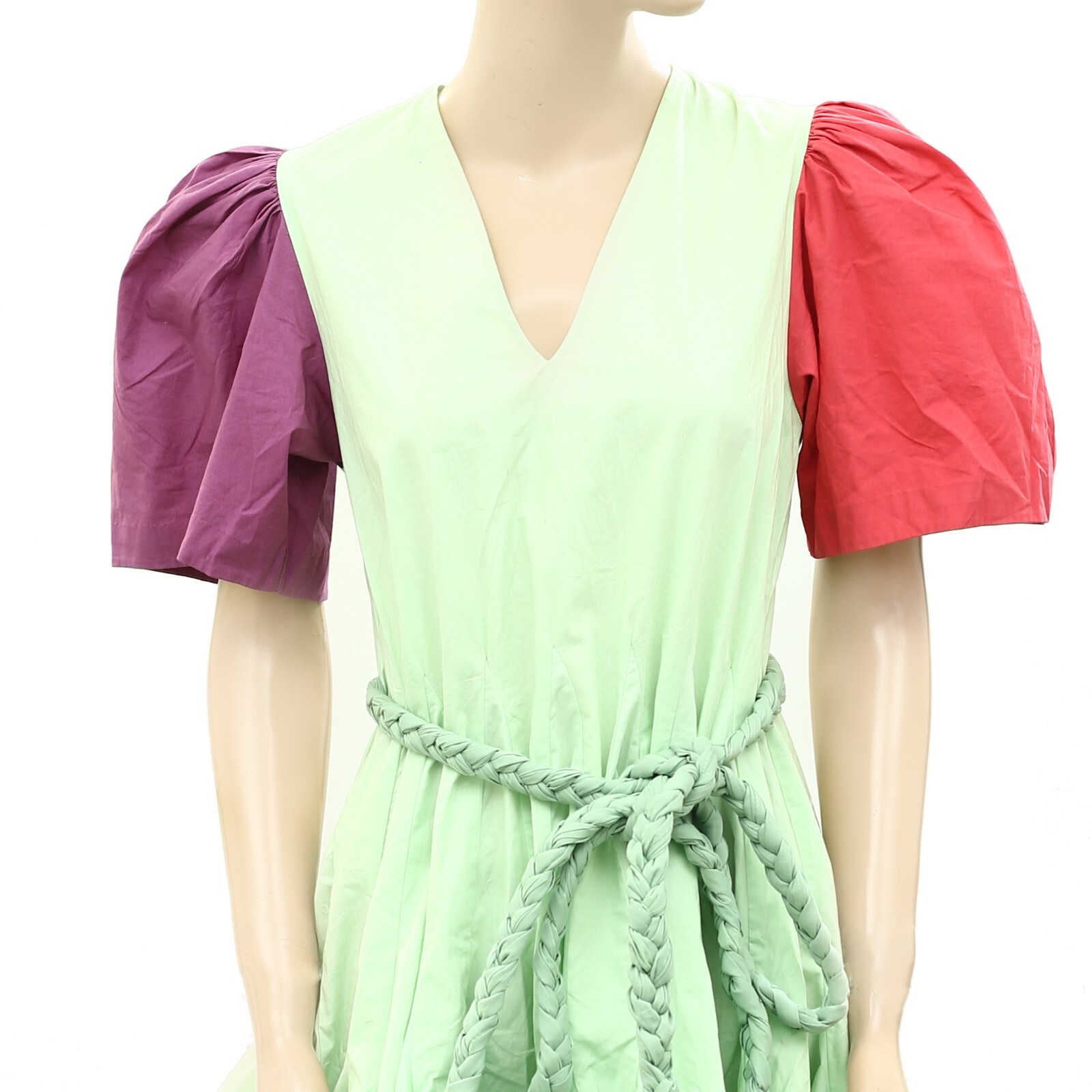 Rhode Resort Vivienne Ella Ruffle Mini Dress Cotton Voile Swing Solid XS 251143