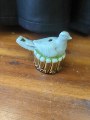 Antique Late 19th C Staffordshire Figural Bird On A Nest Whistle