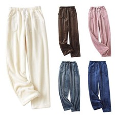 Women Fleece Pajama Pants Fuzzy Lounge Bottoms Warm Fluffy Sleepwear With Pocket