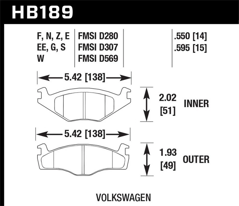 Hawk Front Disc Brake Pad Set Fits 1990 Volkswagen Jetta Carat DTC-60 Disc Brake - Image 3 of 4