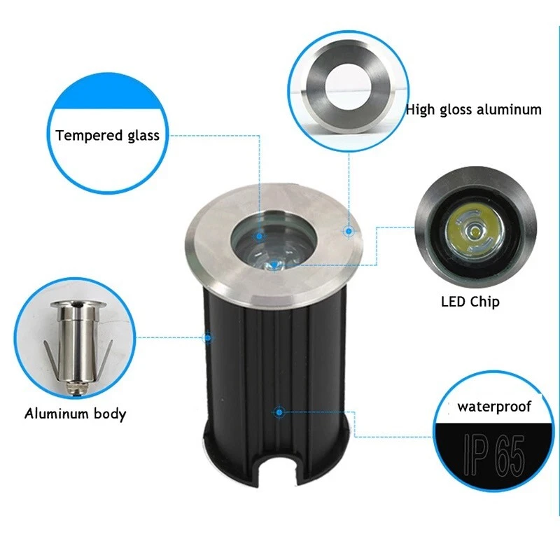 Faretto Led da 1W Incasso 12/24V Segnapasso Calpestabile Immersione AC/DC IP68 - Immagine 4 di 4