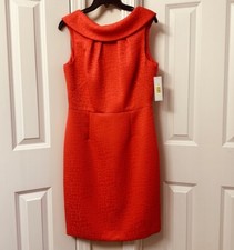 Katherine Kelly Women's Donna Sheath Dress , Size-8, Coral