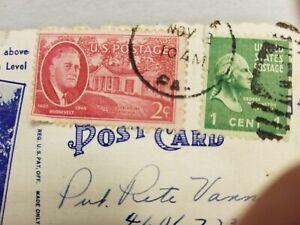 George Washington 1 Cent Stamp Right Facing 1945 Postcard