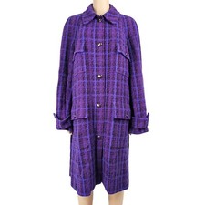 Chanel Boutique By Karl Lagerfeld Womens Purple Wool Tweed Coat Size 44 Runway