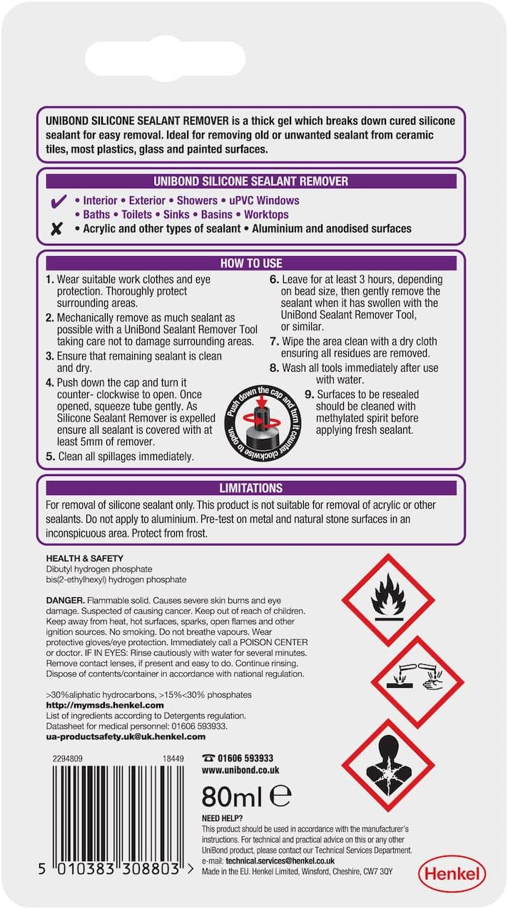 Unibond 1584200 Silicone Sealant Remover, Effective Sealant Remover for Thorough eBay