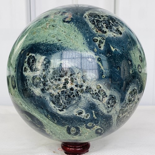 Natural Eye Green Kambaba Jasper Stromatolite Crystal Sphere Ball 5020G - Picture 9 of 12