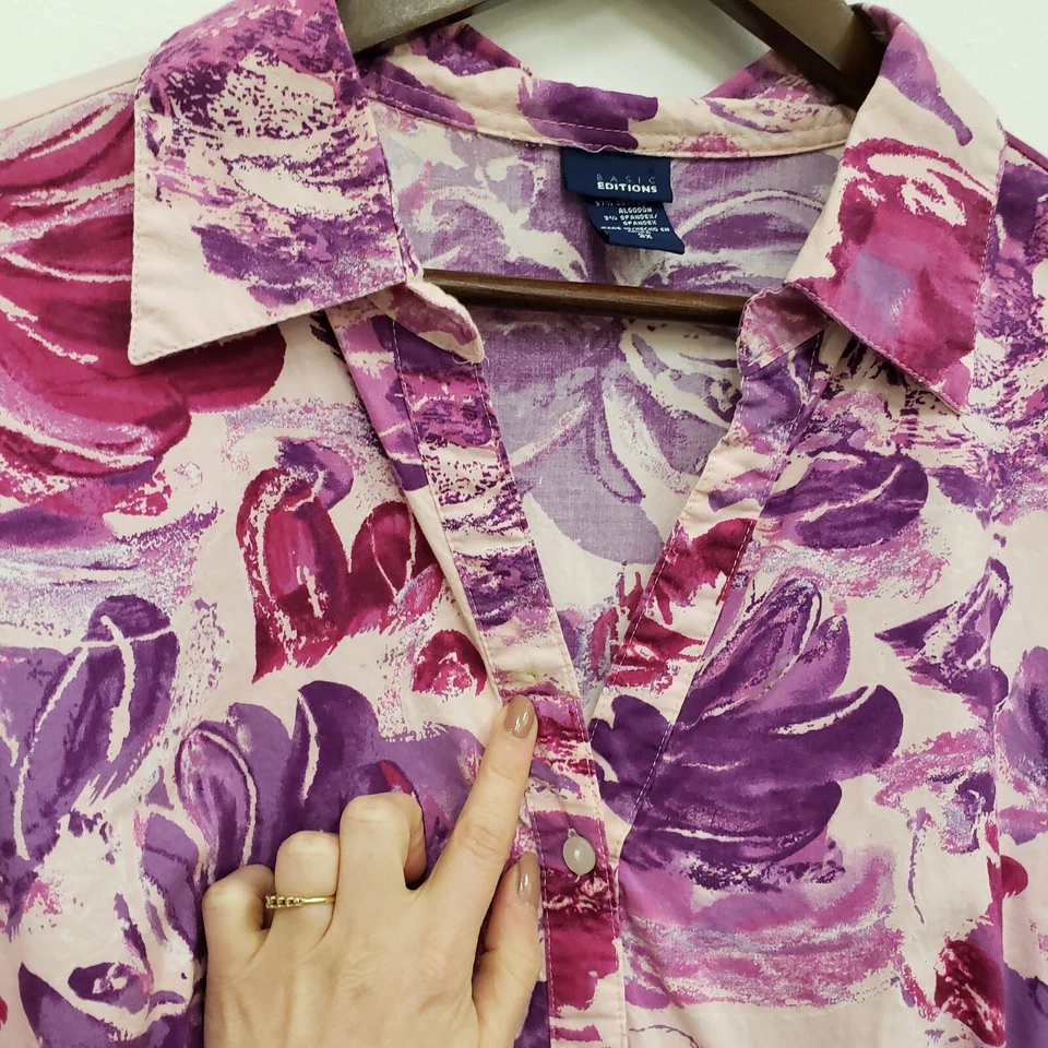 Babydoll con botones Basic Editions para mujer talla 3X floral primavera Bloomcore Foto 3 de 4