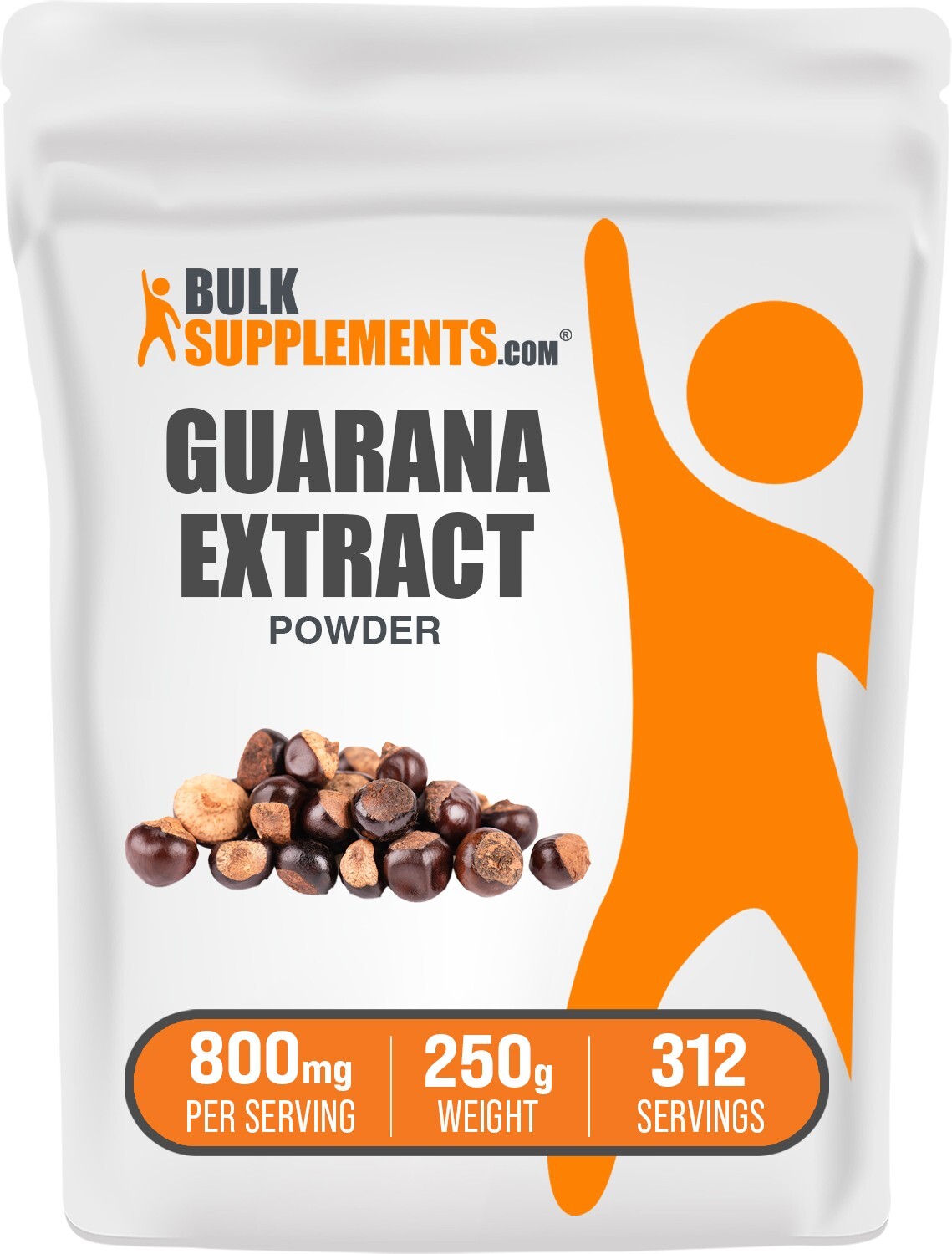 Polvo de extracto de guaraná BulkSupplements 250 g - 1000 mg por porción