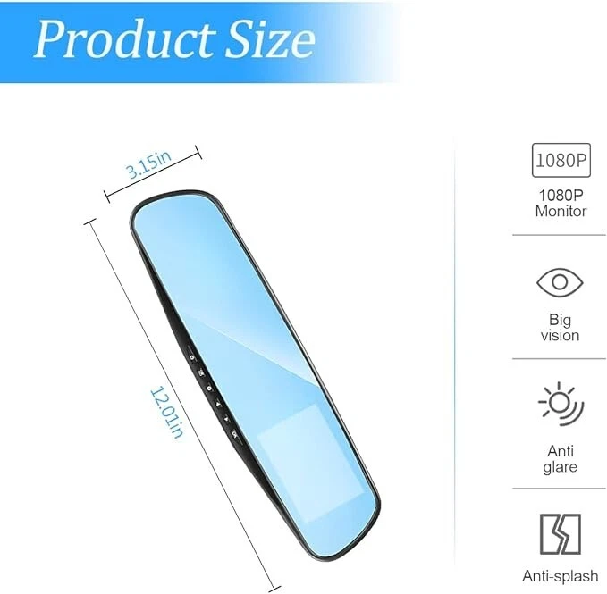 Car Dash Cam Backup Rearview Mirror Camera, 4.3" Full HD 1080P Smart Rearview... - Image 2 of 4