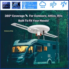 FLASH SALE Omni-Directional 360 HDTV Antenna 4K 1080P 150 Mile Indoor/Outdoor/RV