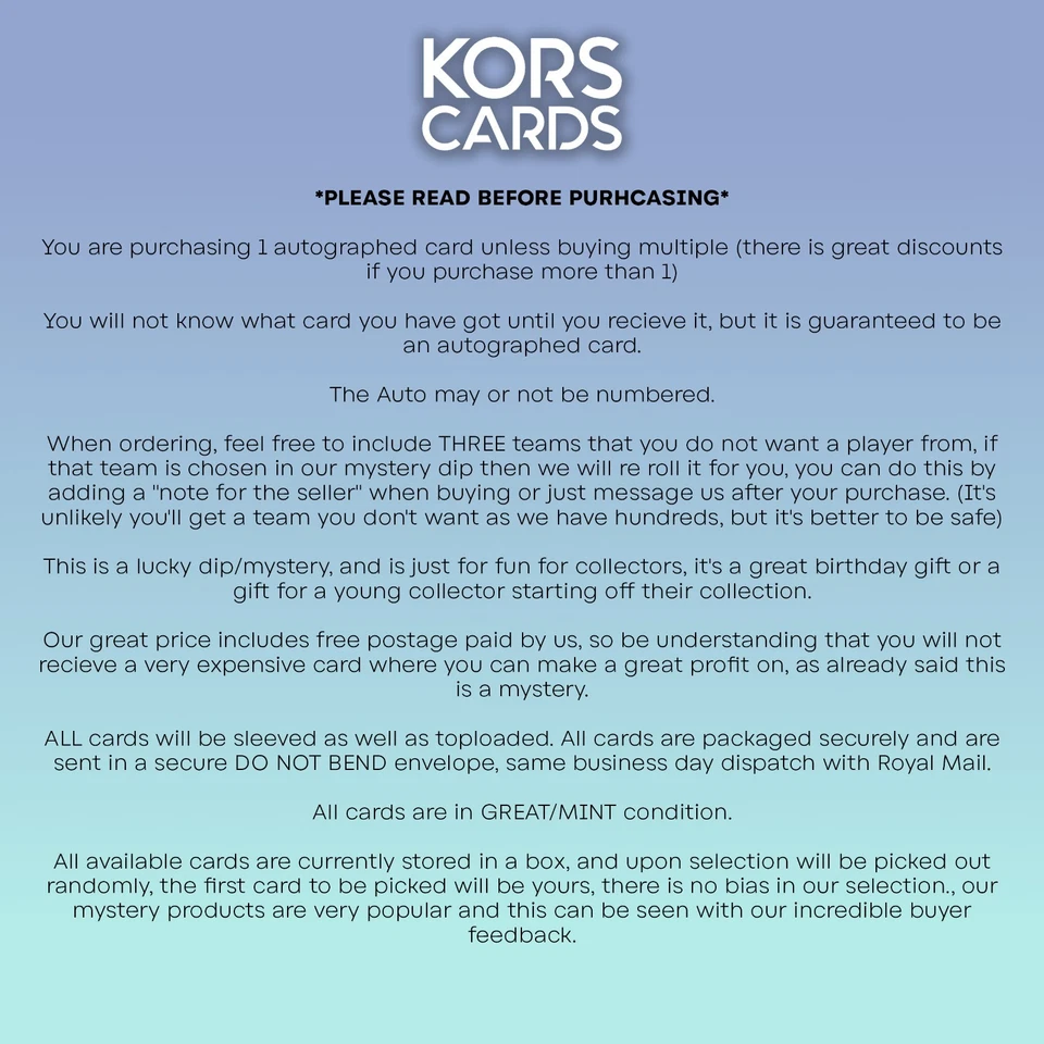 MYSTERY FOOTBALL AUTO CARD - GUARANTEED AUTOGRAPH (TOPPS/PANINI) (SOCCER) - Image 2 of 2