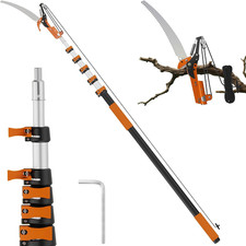 26FT Reach Manual Pole Saw, Tree Trimming Pruner with 5-20 FT Extendable Flip 