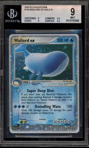 Pokemon Wailord ex EX Sandstorm Holo Ultra Rare #100 BGS 9 Mint