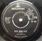 THE BEATLES "DIZZY MISS LIZZY" SUPER RARE UK EARLIEST EXPORT PRESS PARL RIMS